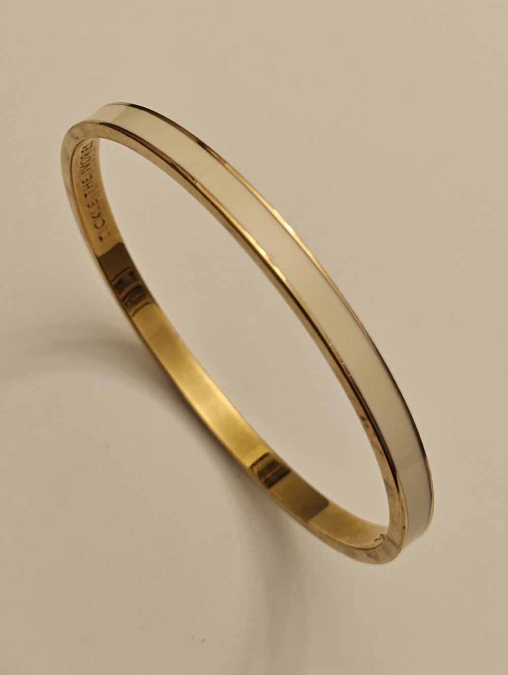 Kate Spade Beige Enamel And Gold Bangle Bracelet